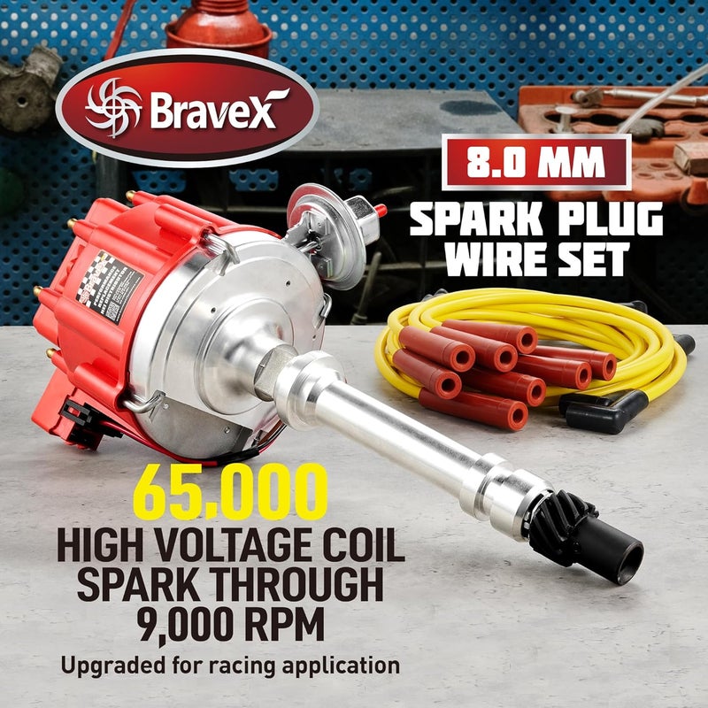 Voltstorm HEI Distributor 65K Coil with Spark Plug Wires 9000RPM, HEI Distributor for Chevy 350 Replacement for SBC BBC GM 283 305 307 327 400 454 Small/Big Blocks V8 - Image 2